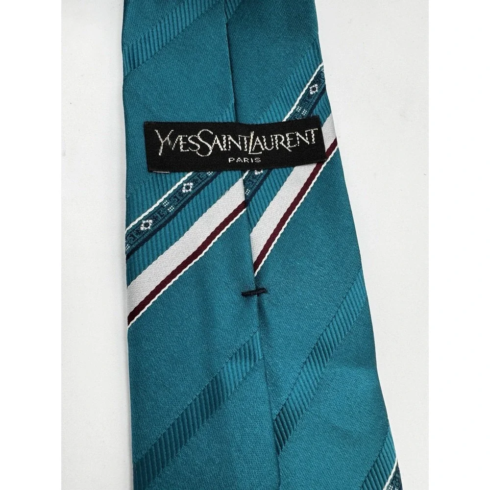 Vintage Yves Saint Laurent YSL necktie blue Stripped EUC A2